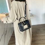 Snake Pattern Female Bag European Embossed Bag Chain Rivet Shoulder Bag