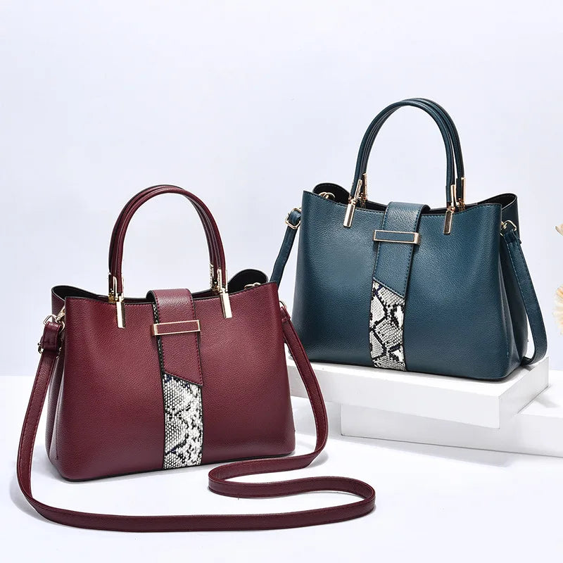 Vintage Snake Pattern Handbags for Women Shoulder Bag