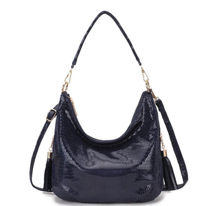 Snake Print Messenger Bag Women's Crossbody Shoulder Handbag Silver