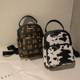 Snake Printed Women Backpack PU Leather College Schoolbag Travel Bag