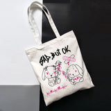 Snake Print Canvas Bag Skull Gothic Large-Capacity Shopper Bag