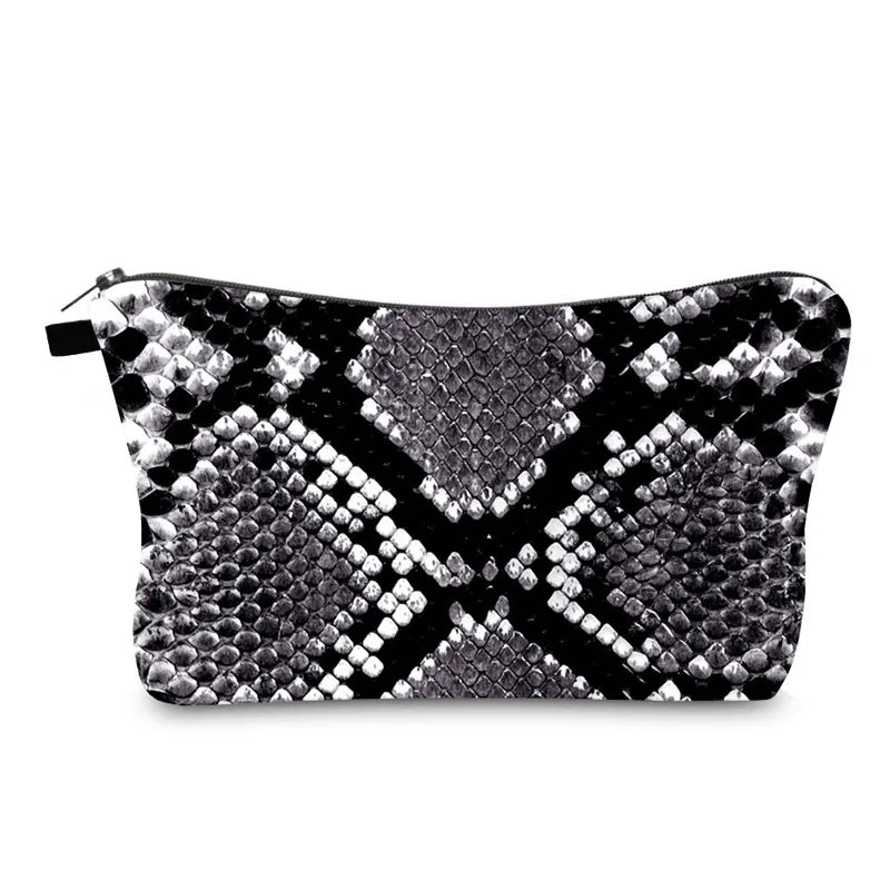 Snakeskin 3D Printing Makeup Bag Cosmetic Organizer Bag Women Storage Bag