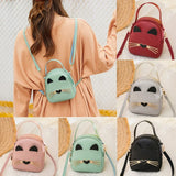 Solid Leather Backpack Shoulder Bag For Men Women