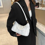 Soft Cotton Women's Shoulder Bag Solid Nylon Plaid Handbags Chain Top Handle Bag