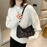 Soft Cotton Women's Shoulder Bag Solid Nylon Plaid Handbags Chain Top Handle Bag