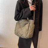 Quilted Small Messenger Shoulder Bag Padded Women Winter Purse
