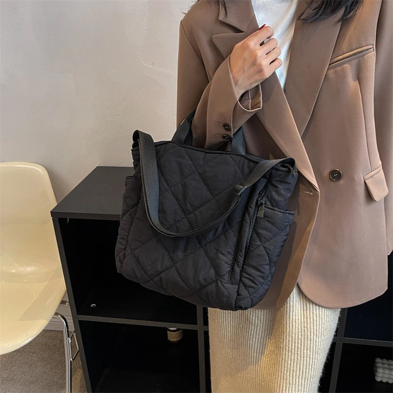 Quilted Small Messenger Shoulder Bag Padded Women Winter Purse