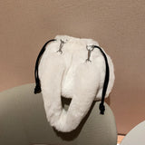 Plush Shoulder Bag Women Winter Bucket Clutch Purse Faux Fur Handbag