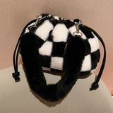Plush Shoulder Bag Women Winter Bucket Clutch Purse Faux Fur Handbag