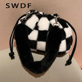 Faux Fur Shoulder Bags for Women Ladies Plush Hand Bags Clutch Purse