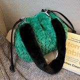 Plush Shoulder Bag Women Winter Bucket Clutch Purse Faux Fur Handbag