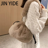 Soft Faux Fur Shoulder Bags Women Ladies Plush Hand Bags Clutch Purse