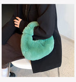 Faux Fur Women's Tote Bags Fluffy Handbags Top-handle Hobo Bag