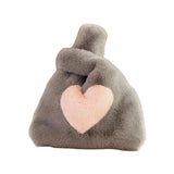 Faux Rabbit Fur Handbag Heart Shape Women Clutch Bag