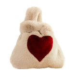 Faux Rabbit Fur Handbag Heart Shape Women Clutch Bag