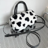 Fluffy LOVE Print Plush Handbag Small Purse Female Furry Shoulder Armpit Bag
