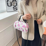 Fluffy LOVE Print Plush Handbag Small Purse Female Furry Shoulder Armpit Bag