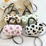 Fluffy Love Heart Plush Shoulder Bag for Women