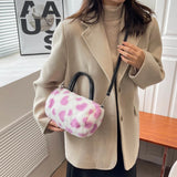 Fluffy Love Heart Plush Shoulder Bag for Women
