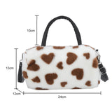 Fluffy Love Heart Plush Shoulder Bag for Women