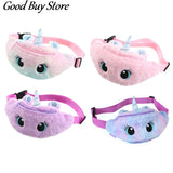 Soft Fur Waist Bag Unicorn Pocket Purse Pink Plush Waist Bags