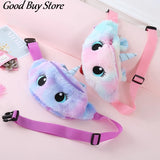 Soft Fur Waist Bag Unicorn Pocket Purse Pink Plush Waist Bags