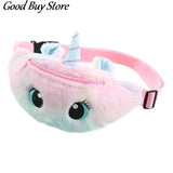 Soft Fur Waist Bag Unicorn Pocket Purse Pink Plush Waist Bags