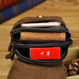 Small Leather Travel Bag Waist Pack Phone Pouch Men 014