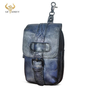 Small Leather Travel Bag Waist Pack Phone Pouch Men 014