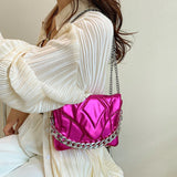 Glossy Leather Chain Shoulder Bag For Women