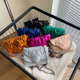 Glossy Leather Chain Shoulder Bag For Women