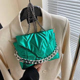 Glossy Leather Chain Shoulder Bag For Women