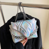 Glossy Leather Chain Shoulder Bag For Women