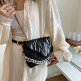 Glossy Leather Chain Shoulder Bag For Women