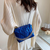 Glossy Leather Chain Shoulder Bag For Women