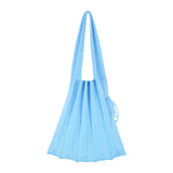 Soft Knitted Pleated Shoulder Bag with Drawstring Closure
