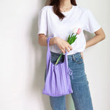 Soft Knitted Pleated Shoulder Bag with Drawstring Closure