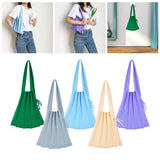 Soft Knitted Pleated Shoulder Bag with Drawstring Closure