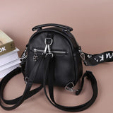 Soft Leather Backpack Female Ins Street With Multi-layer