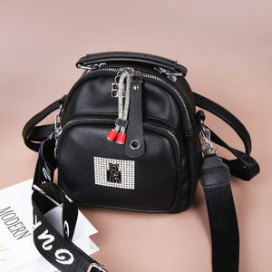 Soft Leather Backpack Female Ins Street With Multi-layer