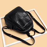 Large Capacity Soft Leather School Bag Backpack for Women
