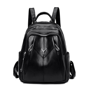 Large Capacity Soft Leather School Bag Backpack for Women
