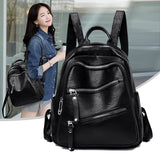 Large Capacity Soft Leather School Bag Backpack for Women