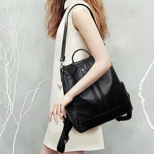 Large-Capacity Soft Leather Backpack for Women