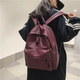 Soft Leather Backpacks High Women Laptop Backpack Solid College School Bags