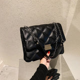 Soft Leather Chain Crossbody Bag for Women - Rhombus Messenger Shoulder Clutch