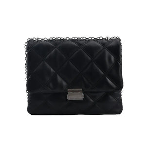 Soft Leather Chain Crossbody Bag for Women - Rhombus Messenger Shoulder Clutch