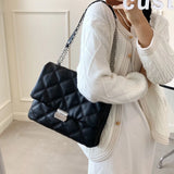 Soft Leather Chain Crossbody Bag for Women - Rhombus Messenger Shoulder Clutch