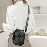 Soft Leather Crossbody Bag with Tassel Shoulder Strap