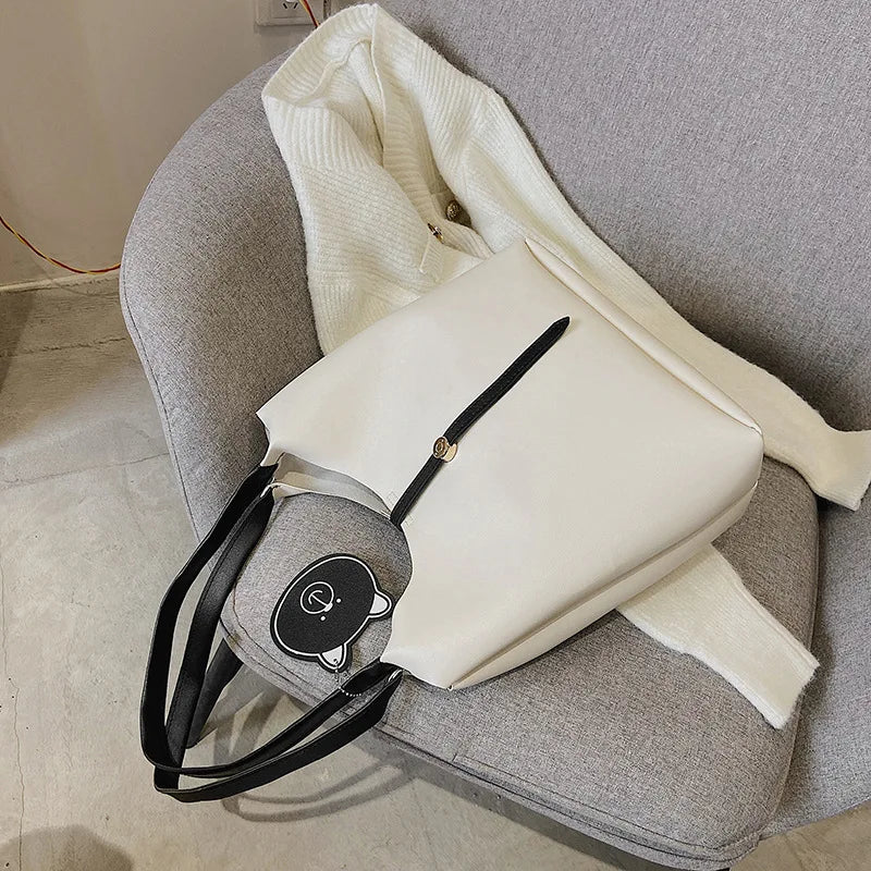 Soft Leather Handbags for Women Large Capacity Shopping Shoulder Tote Purse